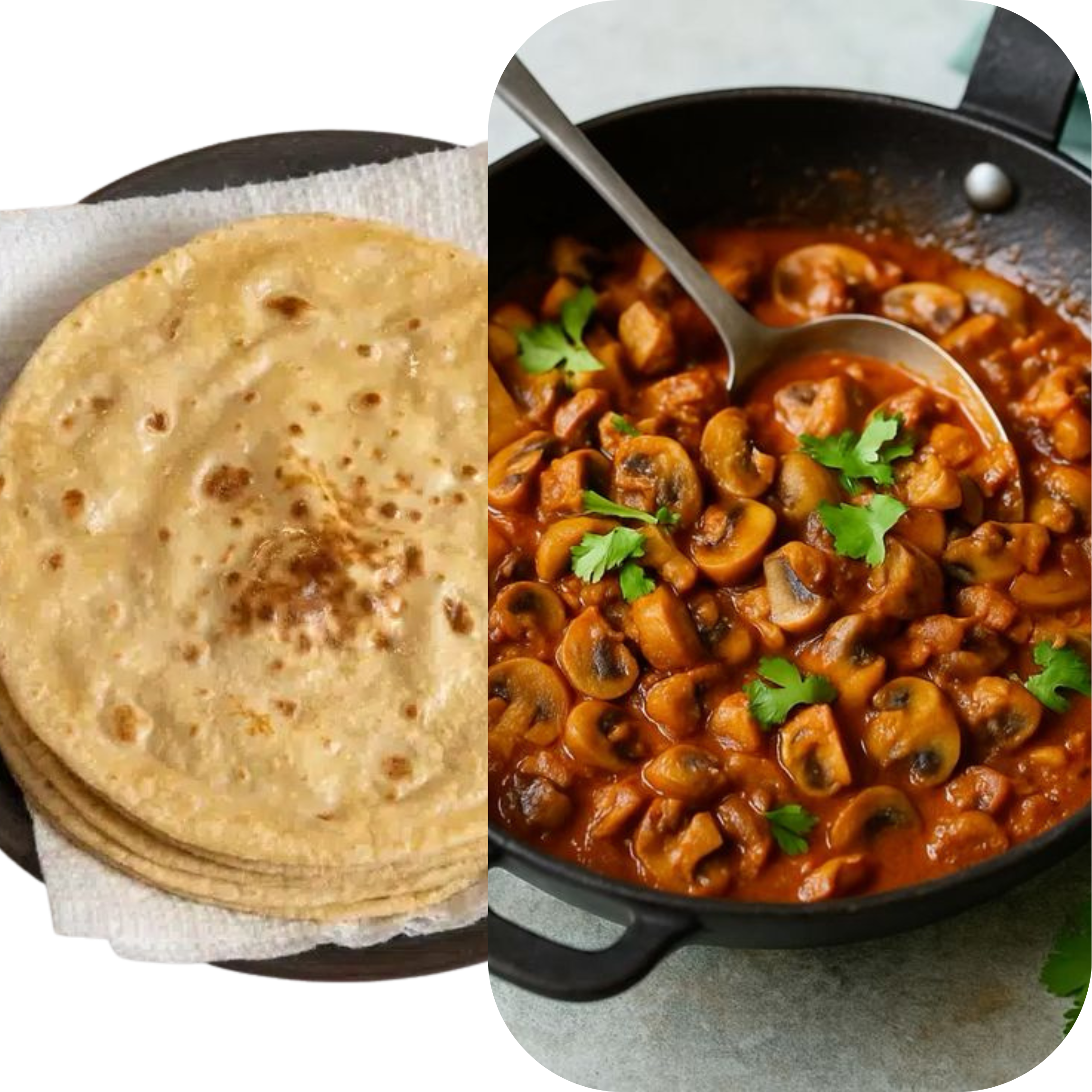 Mushroom Pepper Masala , Chapathi Combo